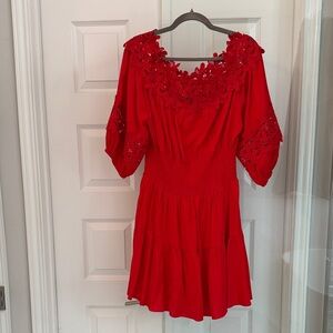 Gianni Bini Red Lace Detail Dress